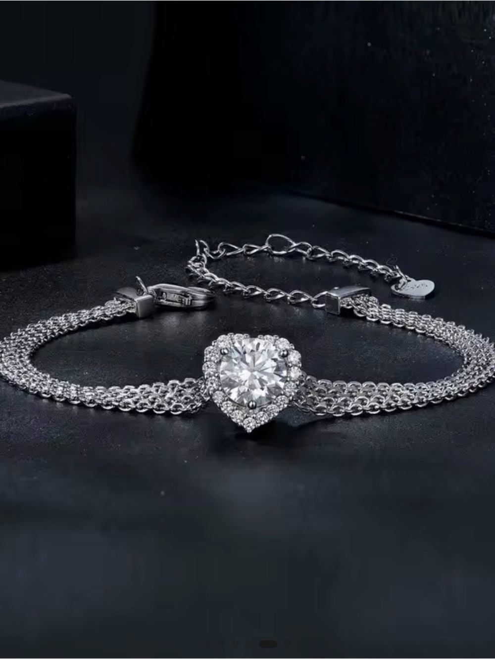 S925 Sterling Silver Moissanite Woven Bracelet | GRA Report